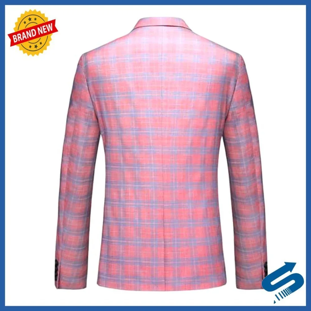 Men's Lightweight Plaid Sport Coat Blazer Suit Jacket Summer Casual
